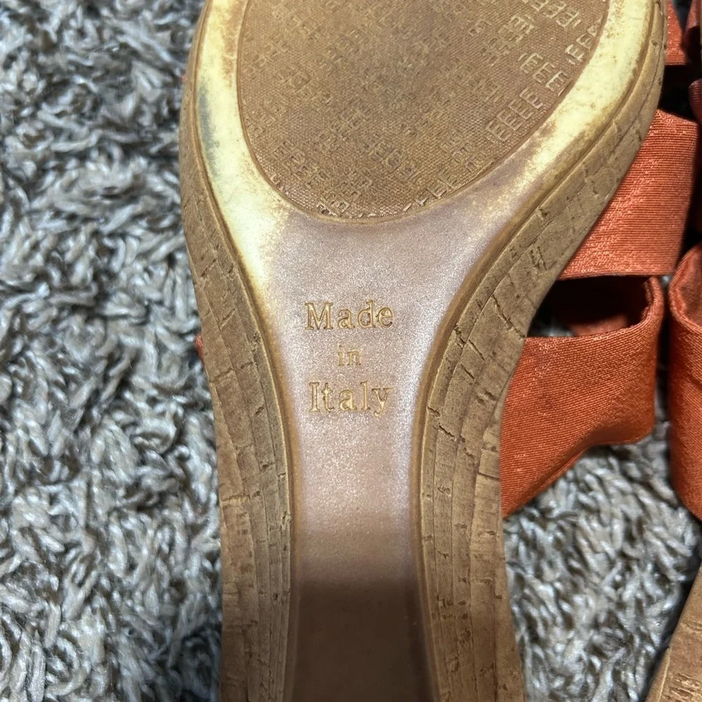 Italian Shoemakers Orange Brown Sandals with Knotted Design